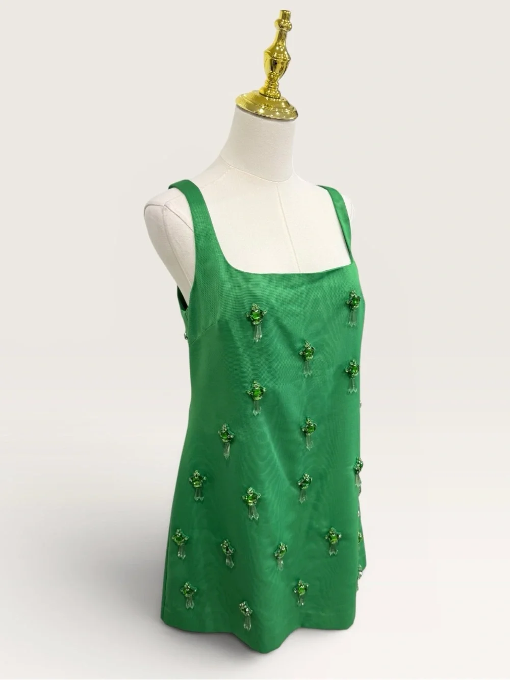 Antonio Melani The Nat Note Leonor Moire Sleeveless Jeweled Mini Dress Green SZ8
